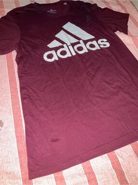 adidas Maroon Short Sleeve Tee with White Logo